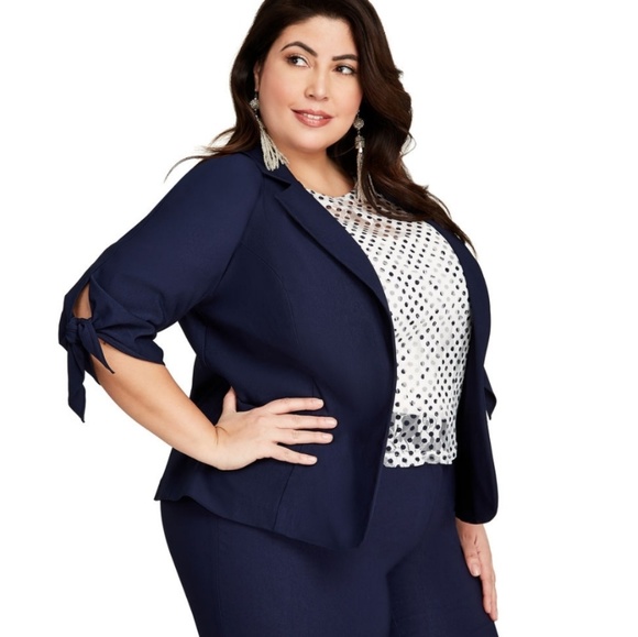 Ashley Stewart Jackets & Blazers - Ashley Stewart Tie Sleeve Open Front Blazer